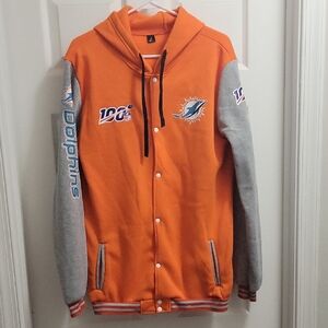 Men's Miami Dolphins NFL 100th Anniversary varsity-style hooded jacket